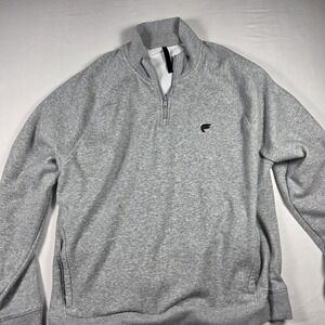 Fabletics Men's XL Gray Quarter Zip Fleece Pullover Athletic Logo Sweater